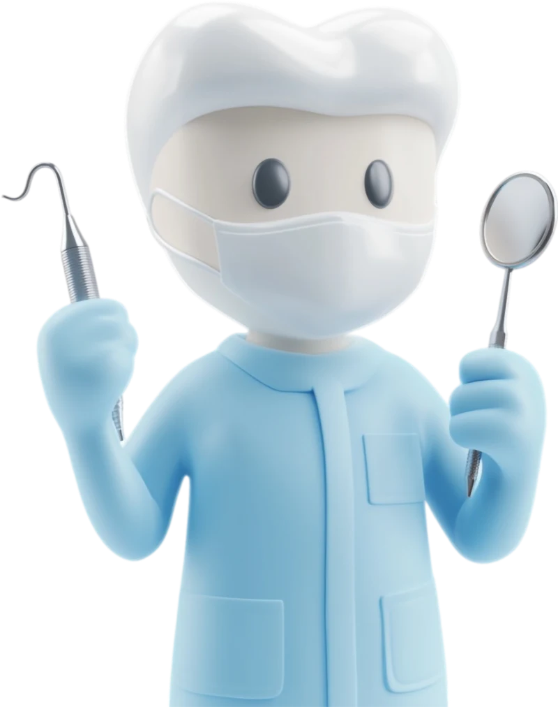 Ilustración tridimensional de un profesional de la odontología